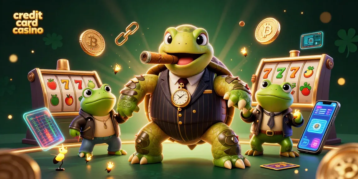 Experience thrilling gameplay at a credit card casino with vibrant characters and entertaining slot elements.