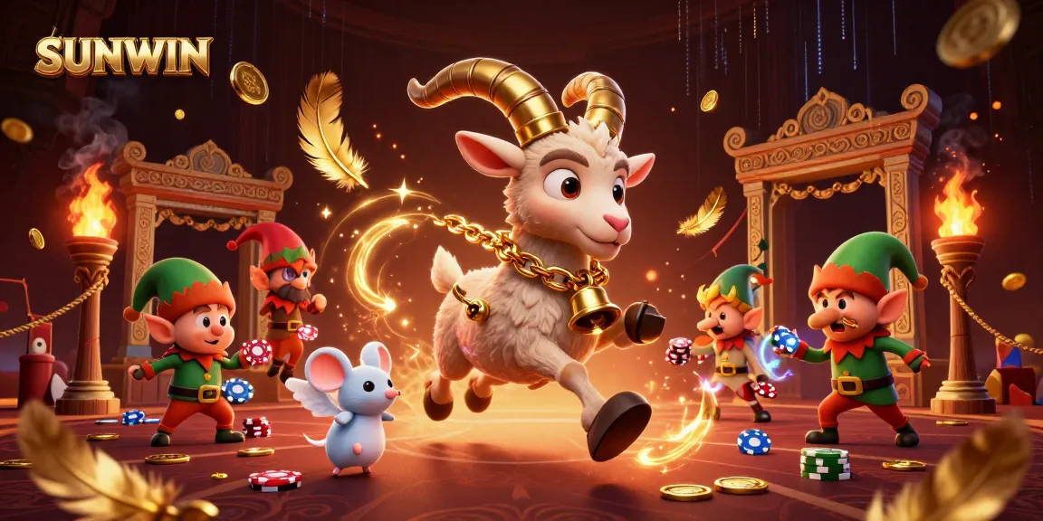 SUNWIN presents a lively scene of a casino where Krampus oversees gameplay, showcasing vibrant action and dynamic gambling elements.