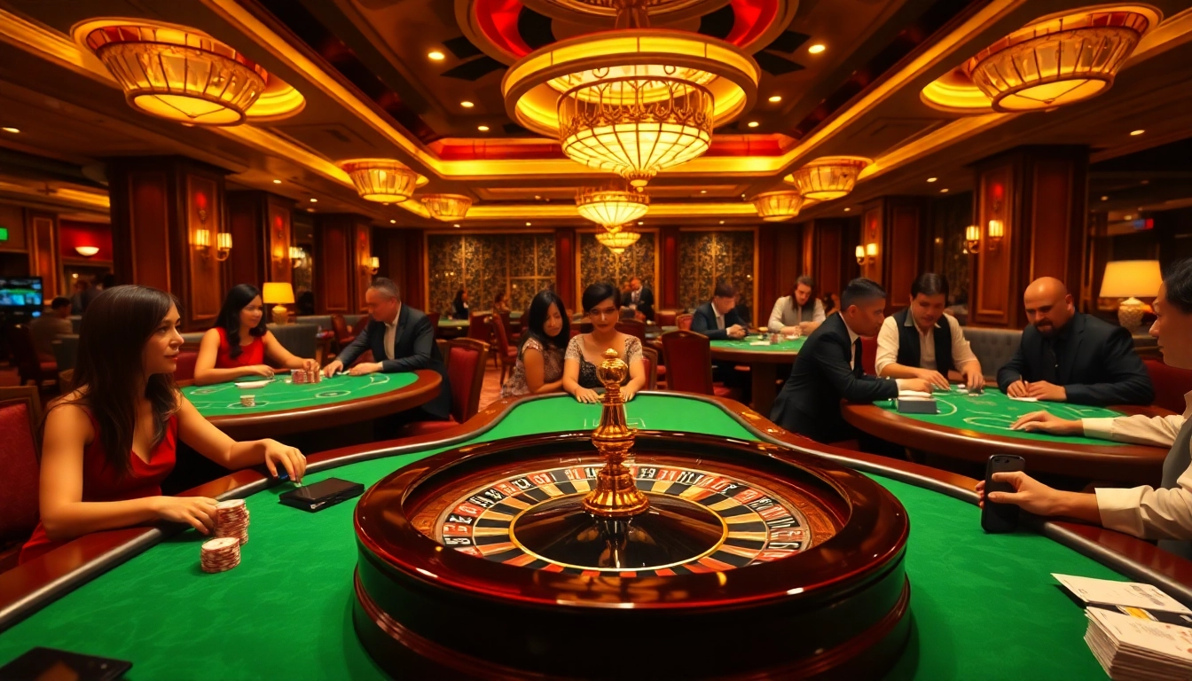 Experience excitement at https://789win.gg/ with luxury casino ambiance filled with tables, cards, and players.