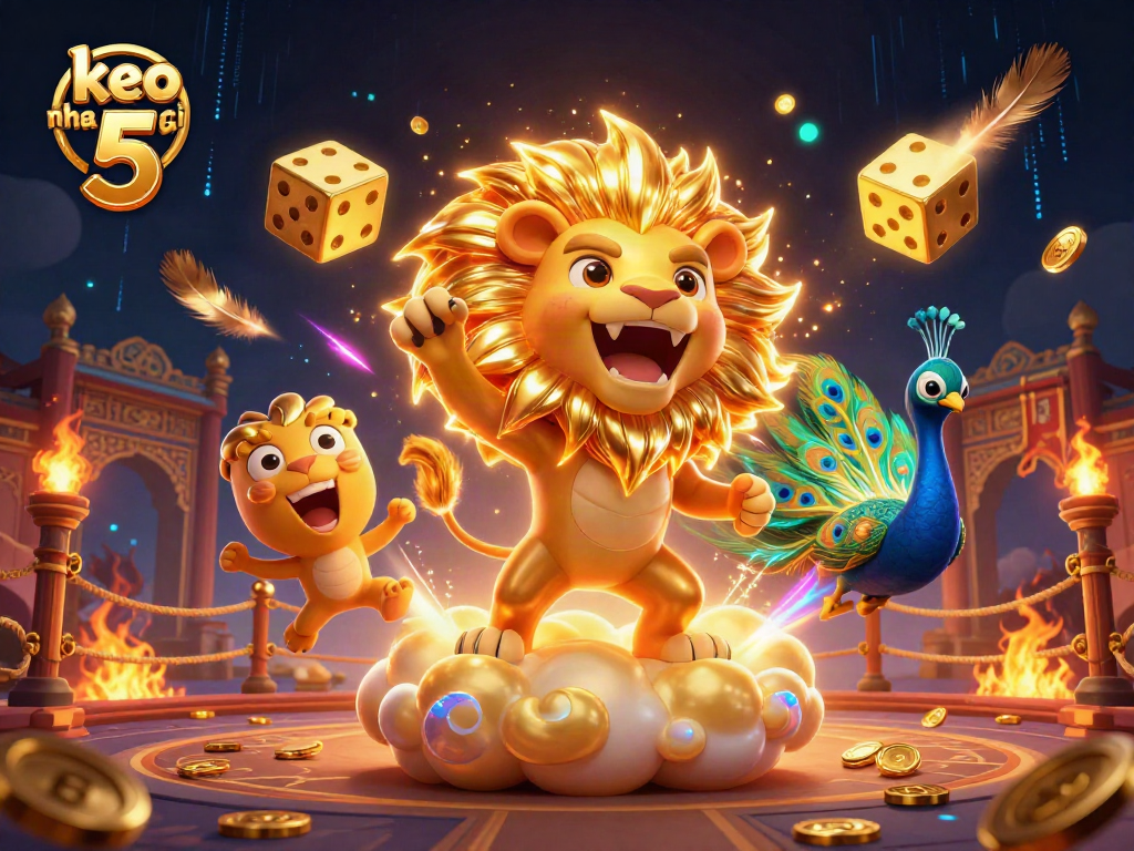 Place bets with keo nha cai 5 in a vibrant 3D casino scene featuring dynamic gambling elements.