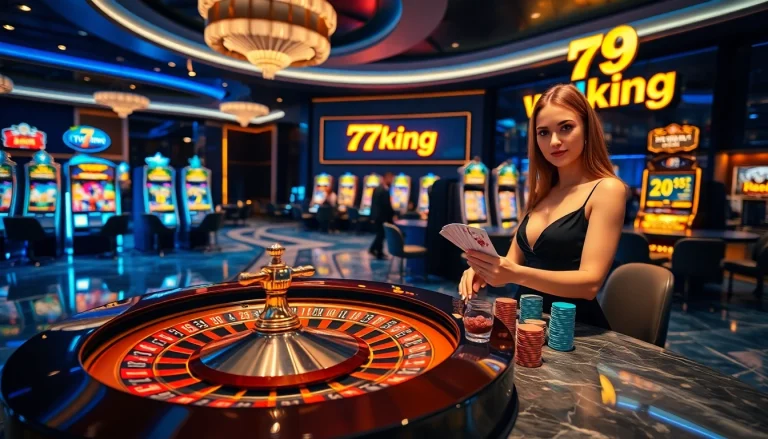 79king-inspired casino scene with roulette, cards, and chips for premium gambling