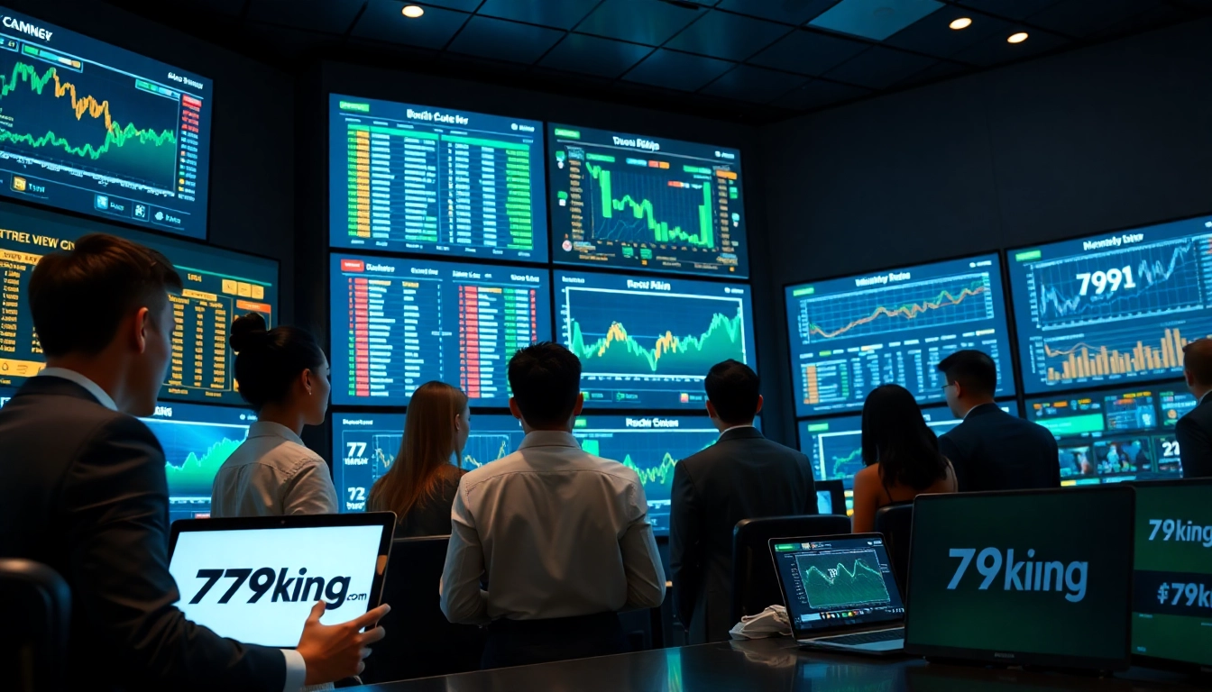 79king brand in a modern betting control room with analytics screens