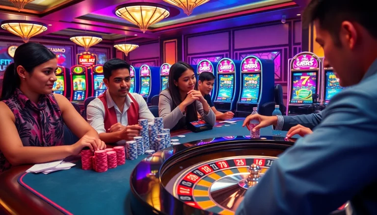 Experience the excitement of betting with MM88 at a lavish casino table filled with action.