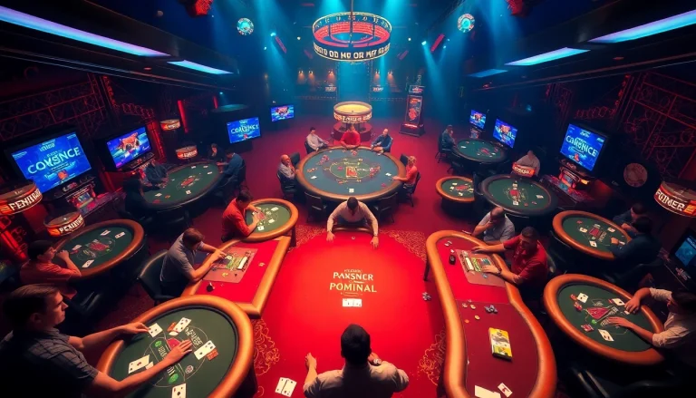 Analyze Poker Tournament Trends through a lively tournament setting with players engaged.