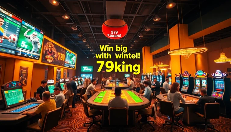 Aufregende Online-Casino-Szene mit Spielern und Spieltischen auf der 79king-Plattform.