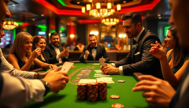 Experience the thrill of Blackjack Casino with players engaged in an intense game.