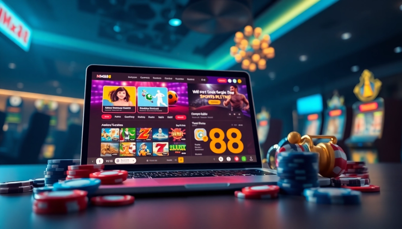 MM88 online gaming interface highlighting sports betting and casino excitement.