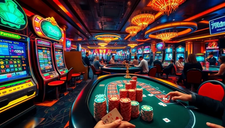 Big wins at 79king Casino with vibrant slot machines and thrilling roulette tables.