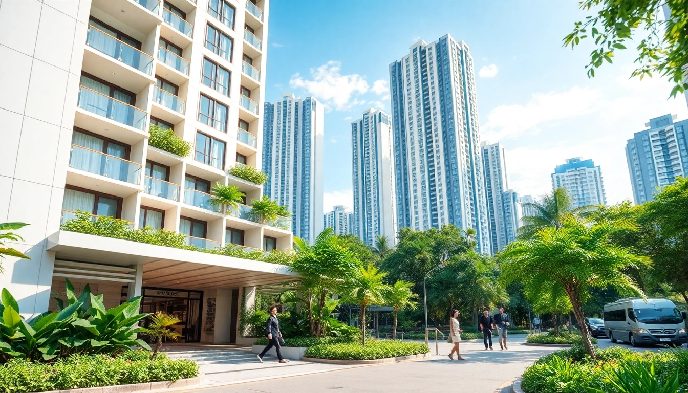 Showcase the tampines st 95 ec luxurious condominium amidst a vibrant urban landscape highlighting modern architecture.