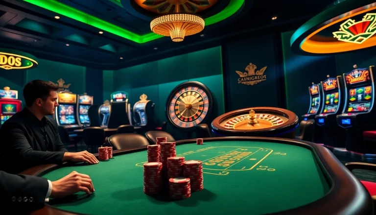 Engaging gamblers at a luxurious JW8 casino, showcasing poker chips and a roulette wheel.
