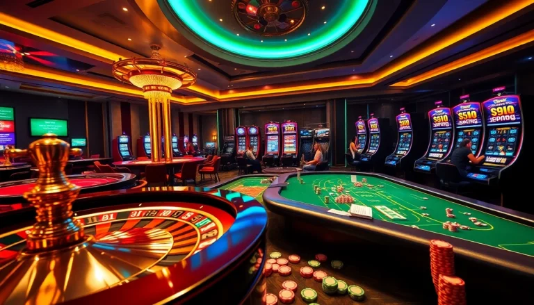 Players winning big at kkwin.com with an exciting casino scene featuring roulette and poker tables.
