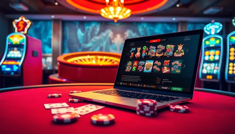 Experience exhilarating games at Okfun's vibrant online casino featuring poker chips and slots.