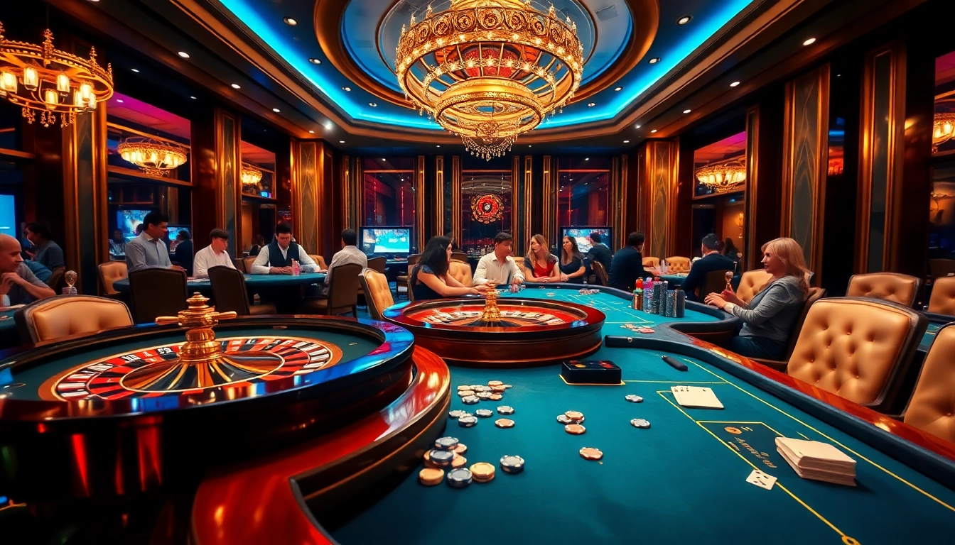 Experience luxury gaming at rr88 with an elegant roulette table and engaged players.