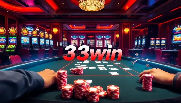 Experience the excitement of gambling at 33win casino with vibrant poker games and luxury themes.
