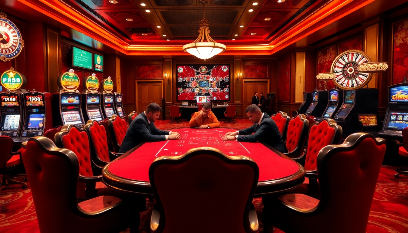 Experience thrilling poker matches at Jun 88's luxurious casino with vibrant gaming tables.