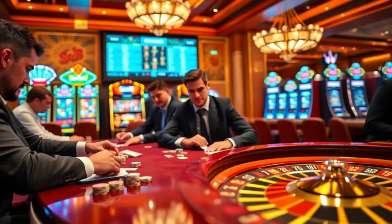 Gambling at the high-stakes table at xx88 casino, vibrant with excitement and luxury.