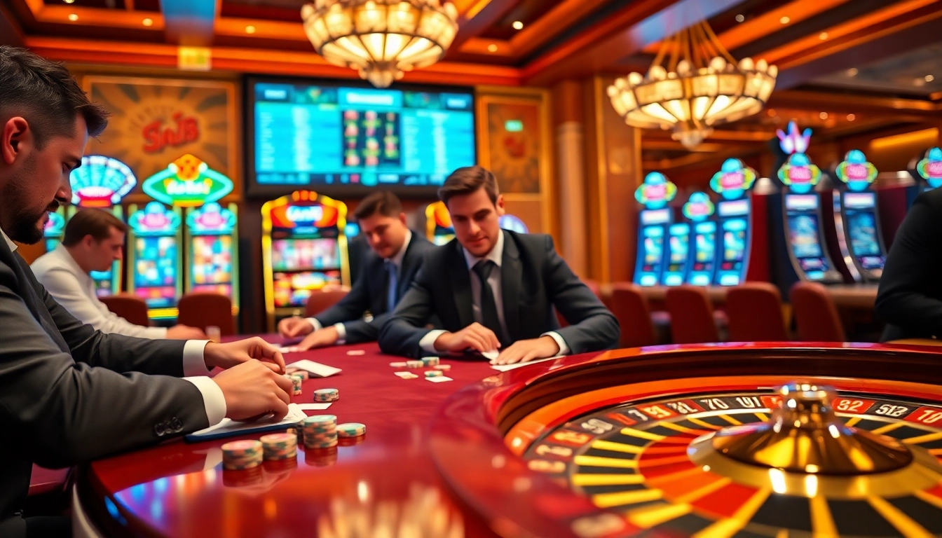 Gambling at the high-stakes table at xx88 casino, vibrant with excitement and luxury.