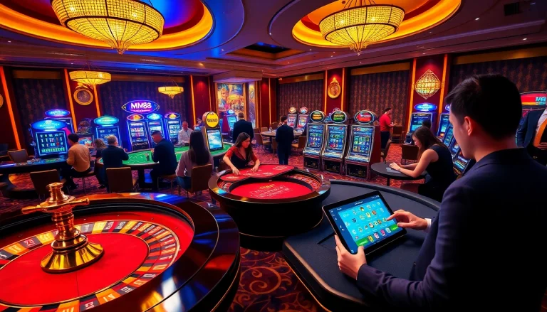 Players enjoying a thrilling game at MM88 casino, showcasing excitement and strategy.