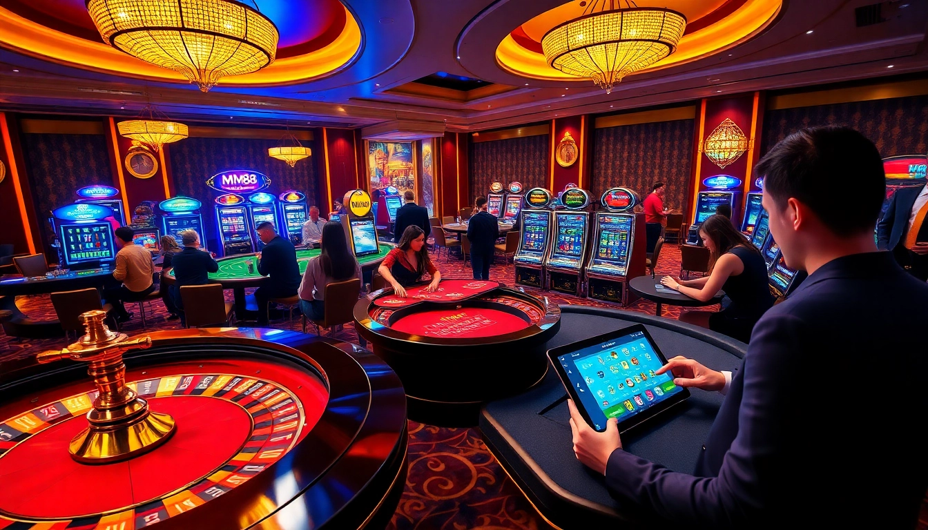 Players enjoying a thrilling game at MM88 casino, showcasing excitement and strategy.