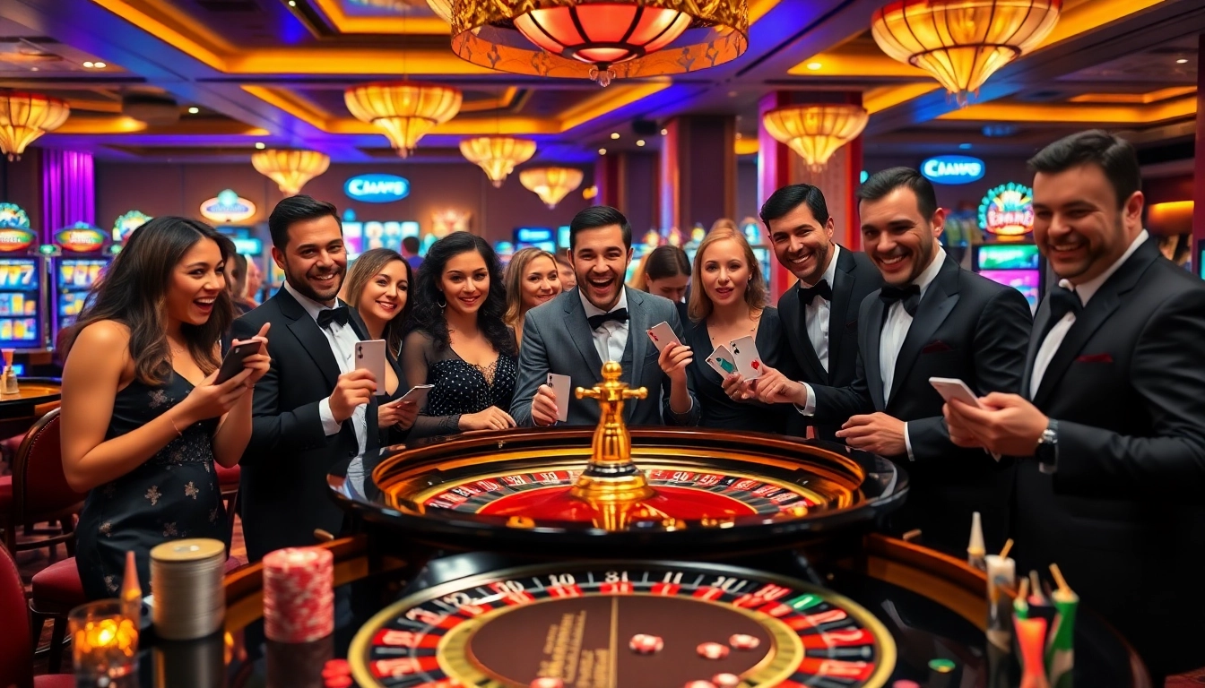 Gambling at KJC's luxurious casino, featuring roulette and stylish players.