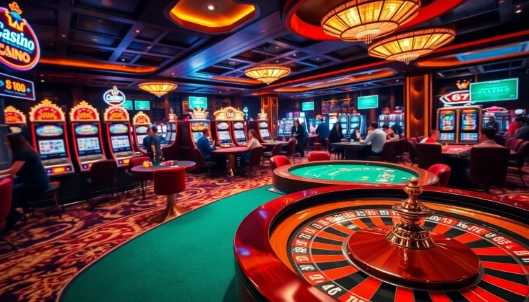 Experience the excitement of Casino GK88 with vibrant slot machines and professional casino tables.