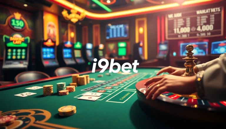 Experience thrilling games at i9bet with poker chips and vibrant casino tables.
