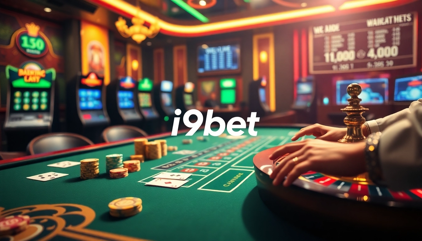 Experience thrilling games at i9bet with poker chips and vibrant casino tables.