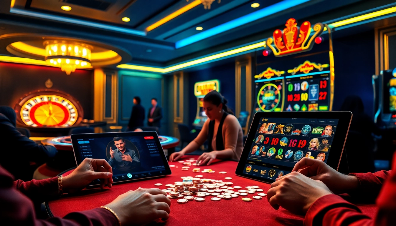 Experience a thrilling poker game at bl555 casino, featuring luxury and vibrant gaming elements.