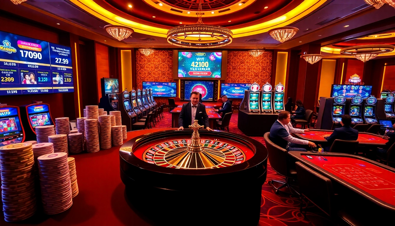 Experience thrilling gameplay with https://98win.exposed/ featuring Casino tables, lively poker chips, and a spinning roulette wheel.