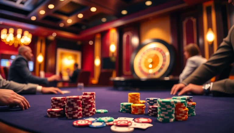 Kuwin poker game with players showing excitement and colorful chips on the table.