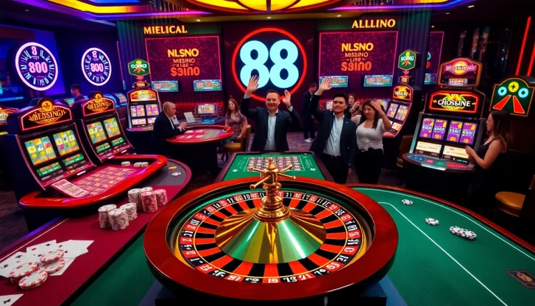 Experience the excitement of new 88 through a vibrant casino scene with engaging gambling elements.