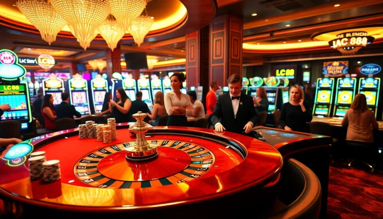 Engaged players experience thrilling gameplay at LC 88's vibrant casino tables.