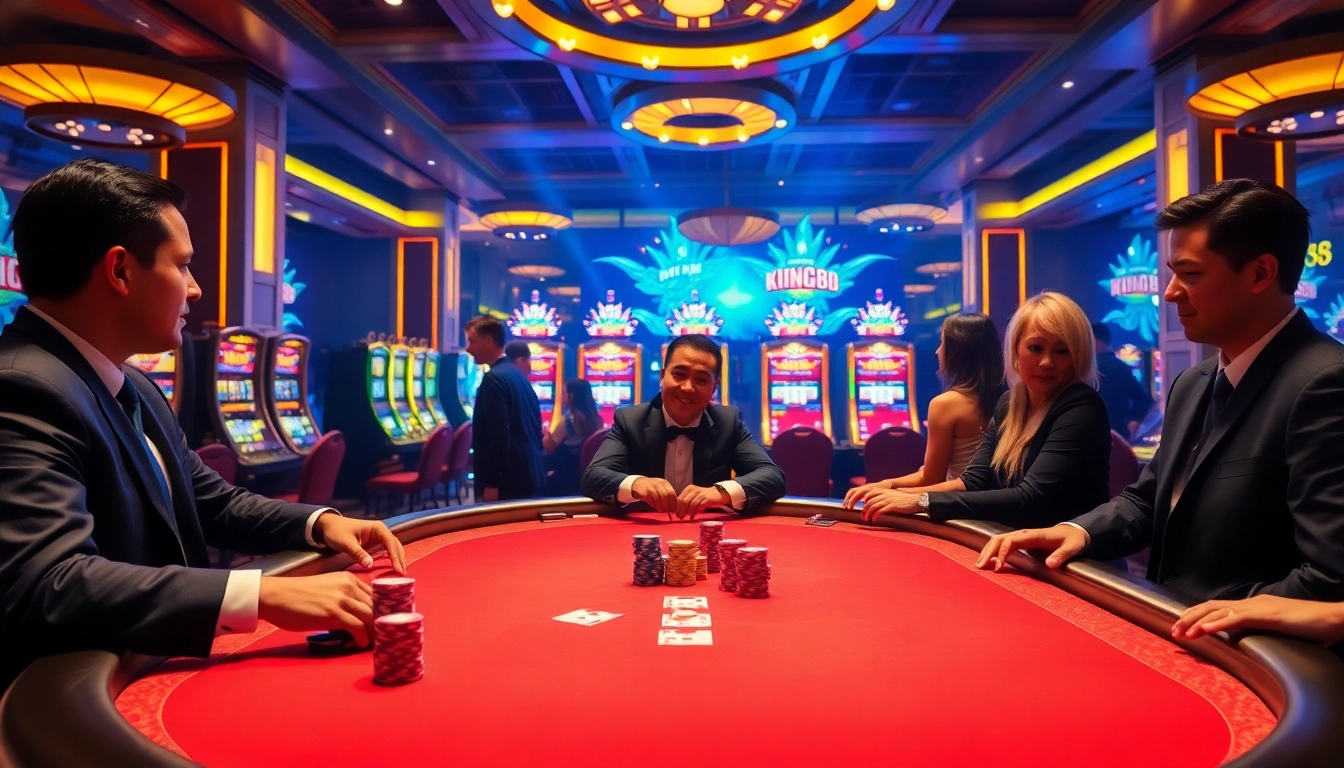 Engaging scene of players enjoying a game at king88's lively casino environment.