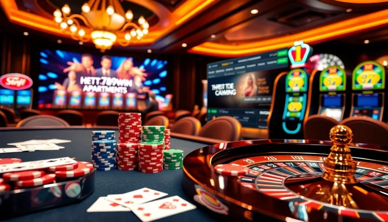Experience online gaming excitement at https://789win.apartments/ with vibrant casino tables and roulette wheels.