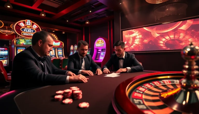 Người chơi 12bet tham gia các ván bài poker căng thẳng trên bàn casino sôi động