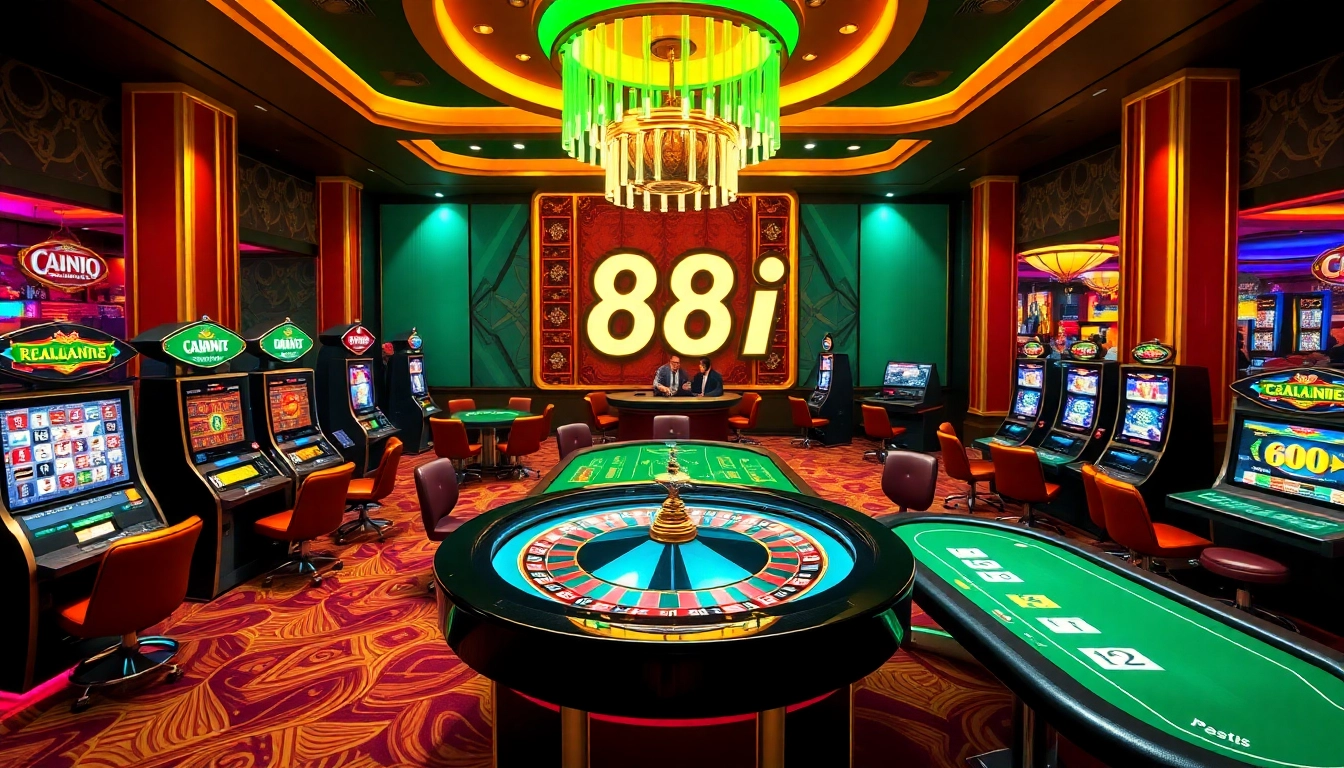 Experience thrilling casino action at 88i with engaging roulette and poker tables.