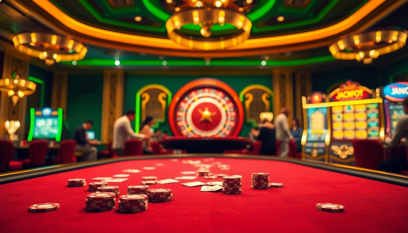 Experience thrilling gaming moments at the king33 poker table with vibrant chips and cards.
