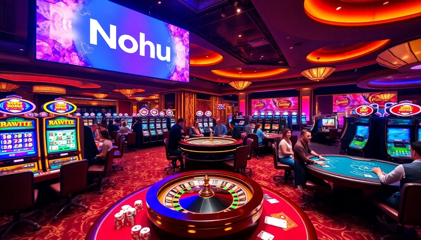 Nohu's vibrant casino scene with excited players at various gaming tables.