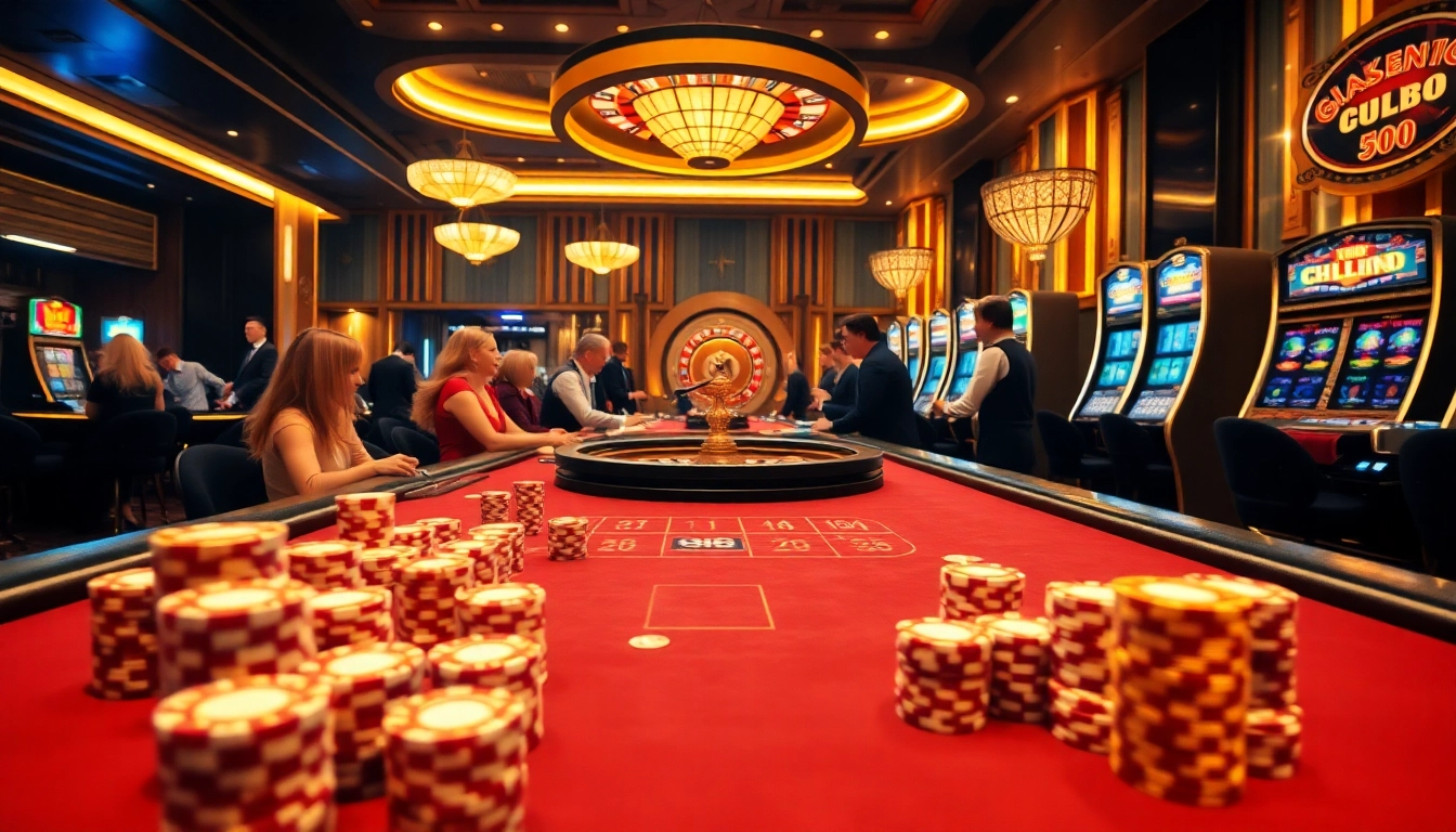 Engaged players enjoying a thrilling moment at jl55 club casino tables amidst vibrant decor.