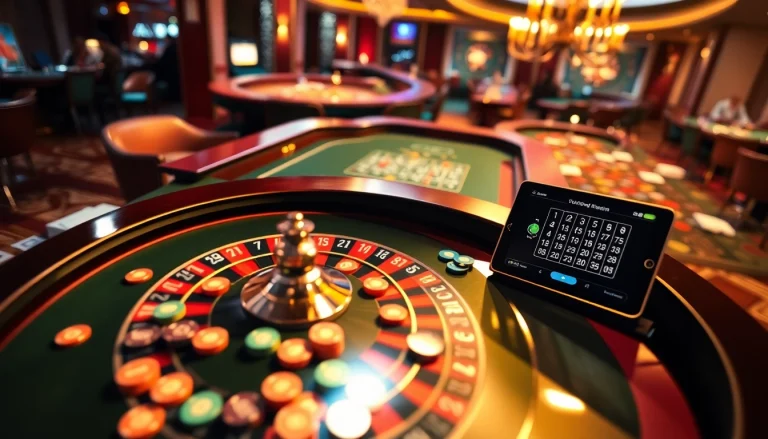 Engage in exciting gameplay and register on đăng nhập okfun at this vibrant casino table scene.