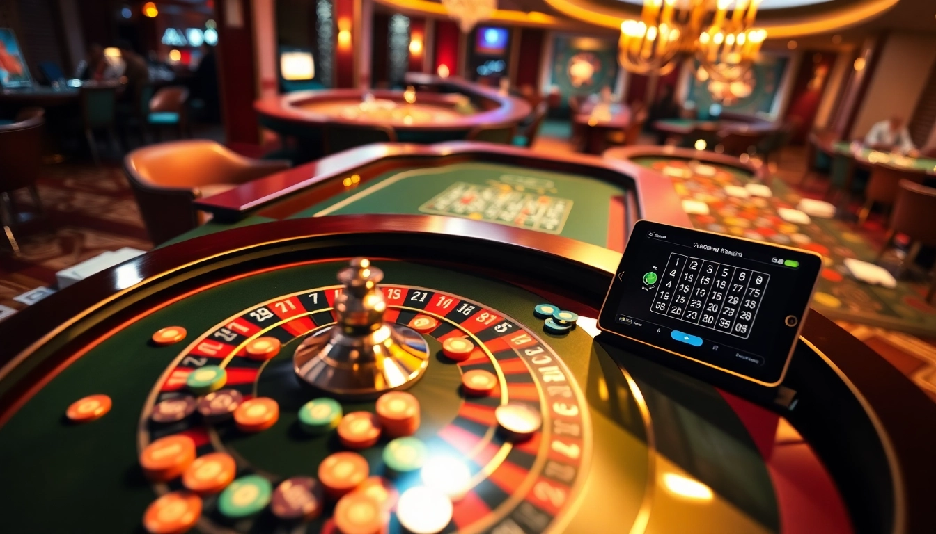 Engage in exciting gameplay and register on đăng nhập okfun at this vibrant casino table scene.