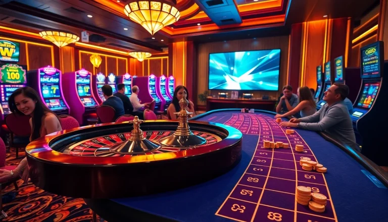 Nohuvina.com features a lively casino atmosphere with roulette and poker games in action.