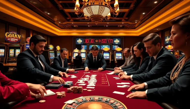 Engaged players at a luxury casino table, showcasing strategies with 688v gaming elements.