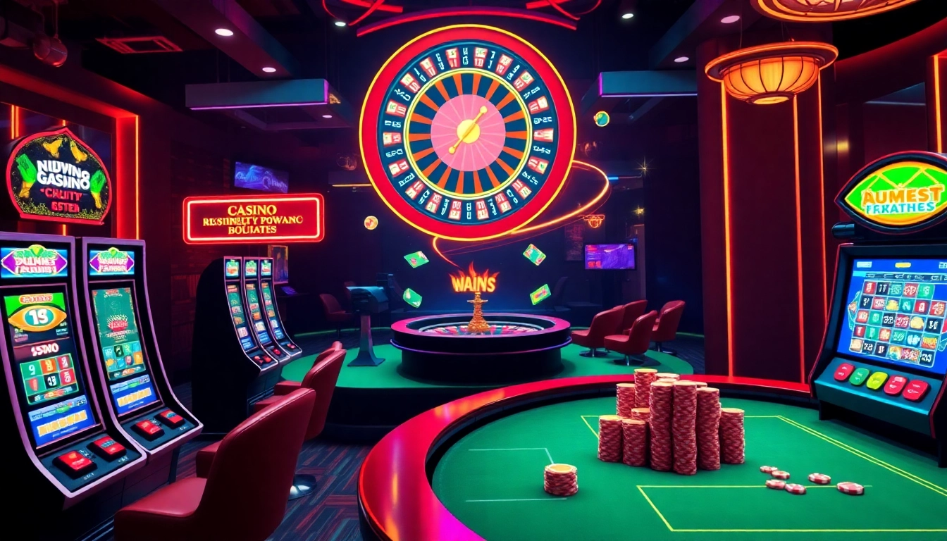 Experience the thrill of gaming with apiraja88, featuring vibrant slot machines and poker tables.