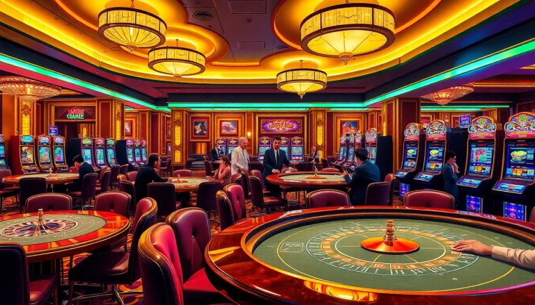 Experience the thrill of exclusive xn88 vip gaming with elegant casino tables and vibrant slot machines.
