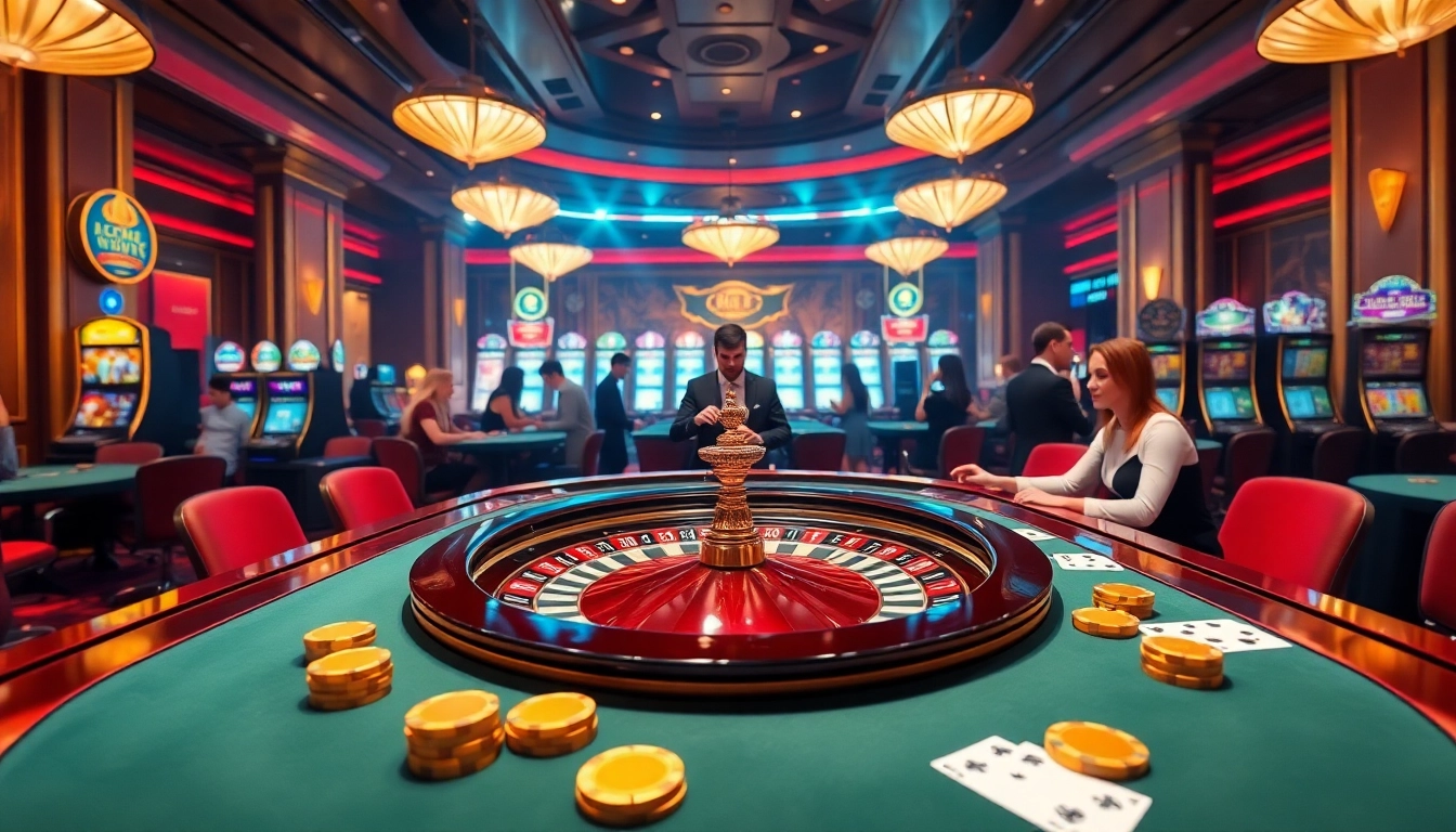 Experience thrilling gameplay at https://xin8820.me/ in a vibrant casino setting with roulette and poker.