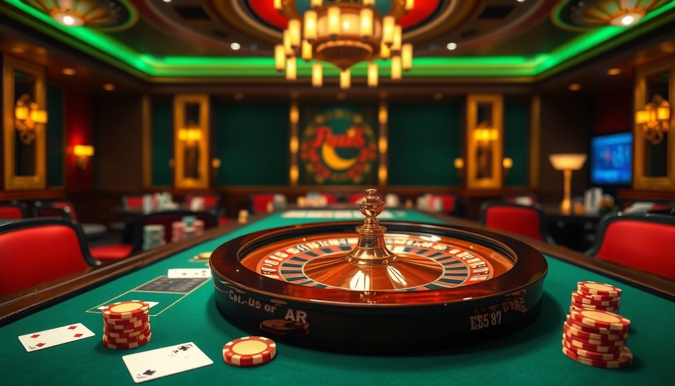 Experience thrilling EE88 casino gameplay with luxurious poker tables and vibrant roulette wheels.