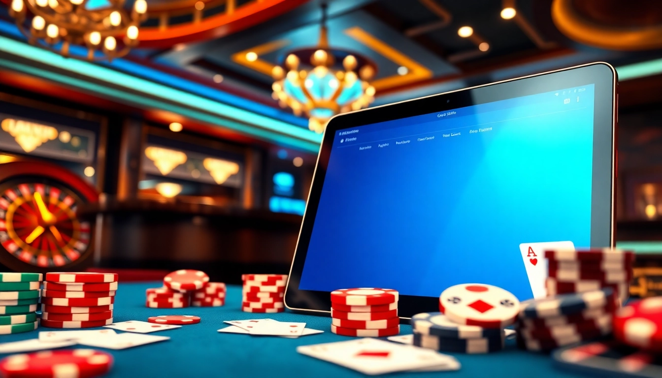 Tải Bomwin on an exciting online casino platform with poker chips and a roulette wheel.