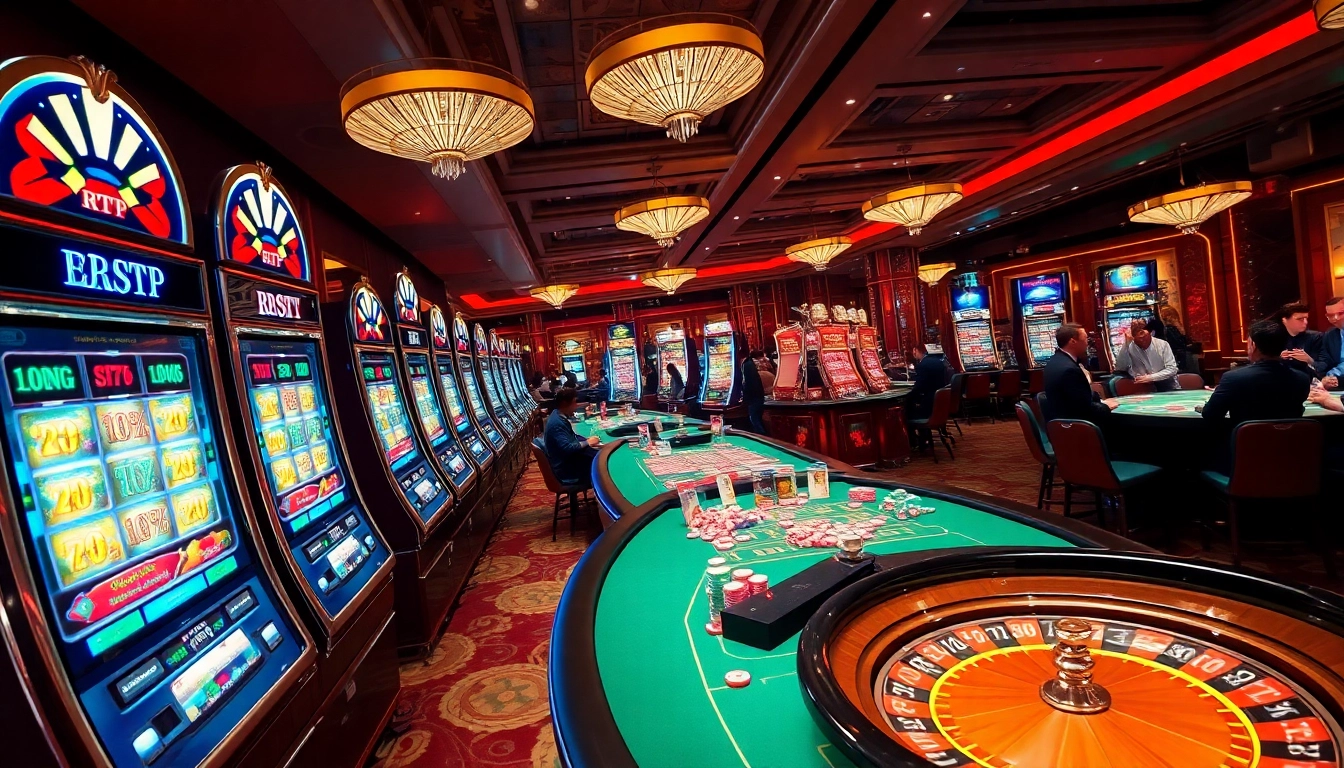 Experience the thrill of gambling at QQMacan, featuring exciting slot machines and luxurious casino elements.