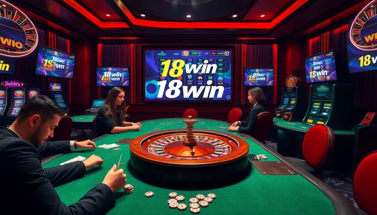 Experience the thrill of gambling at 18win with bright casino elements and intense players.